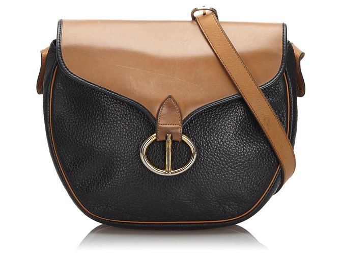 Dior Black Leather Crossbody Bag Brown  ref.173880