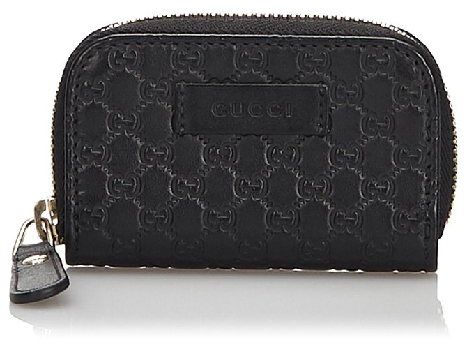 Petit portefeuille en cuir Guccissima noir Gucci  ref.173893