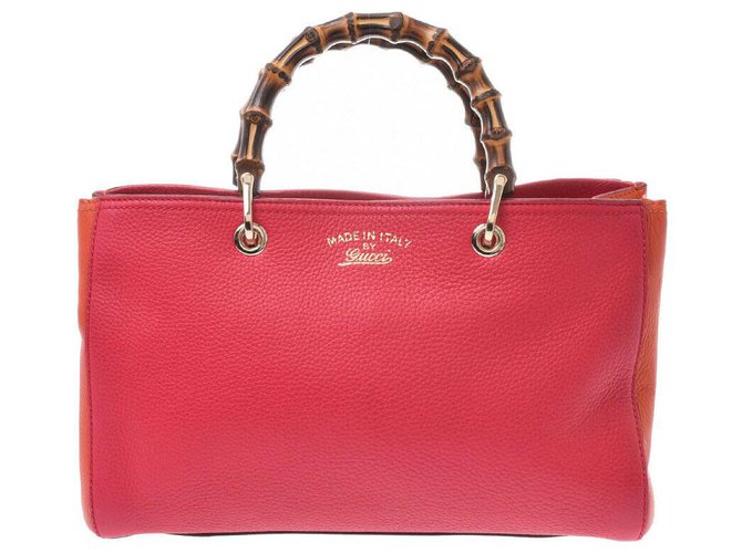 Gucci Bamboo Shopper Red Leather  ref.173927