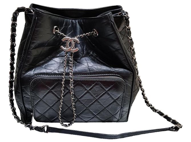 Chanel secchiello Nero Pelle