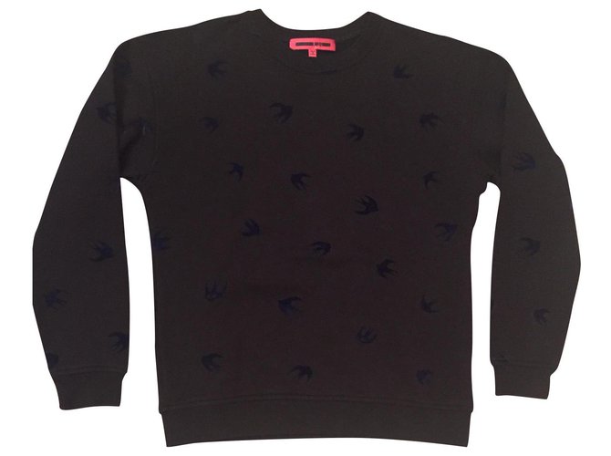 Alexander Mcqueen MCQ- Bird pattern sweatshirt- New Black Cotton  ref.173964