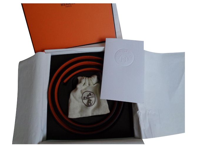 Hermès Reversible H Belt 32mm Orange Chocolate