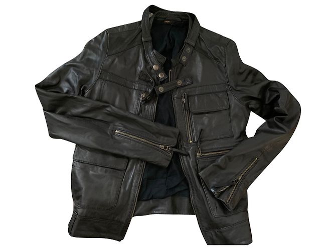 Maje Jacke aus schwarzem Lammleder