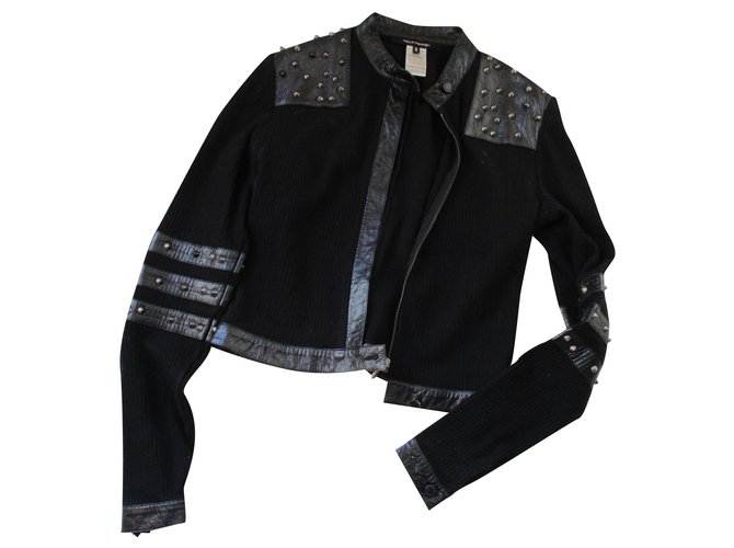 Autre Marque Marcel Marongiu - Cotton jacket, leather and studs, taille 40. Black  ref.174031
