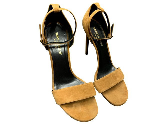 Amber Sandals in Camel Saint Laurent Suede Beige Light brown  ref.174034