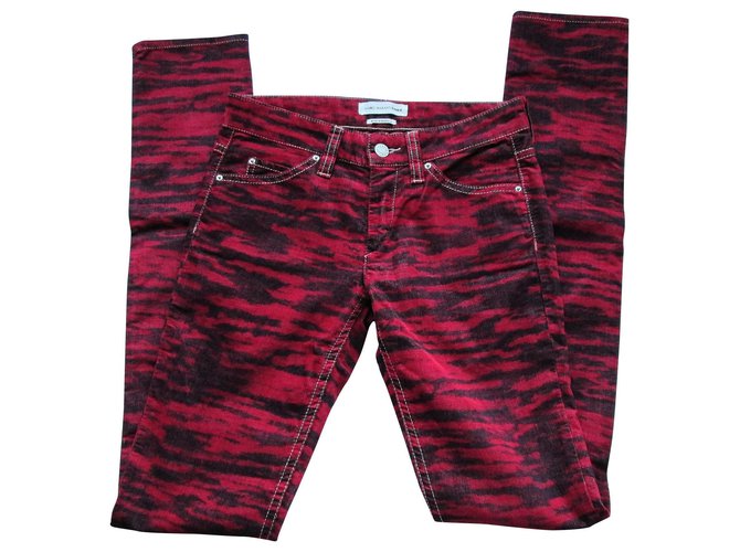 Isabel Marant Etoile Pants, leggings Red Cotton Polyester Elastane  ref.174063