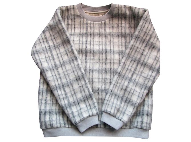 Camisola Nanushka de lã xadrez branca e cinza Branco 