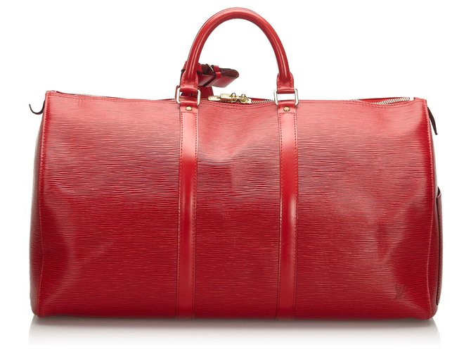 Louis Vuitton Red Epi Keepall 50 Roja Cuero  ref.174084