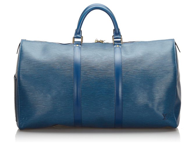 Louis Vuitton Blue Epi Keepall 50 Azul Couro  ref.174112
