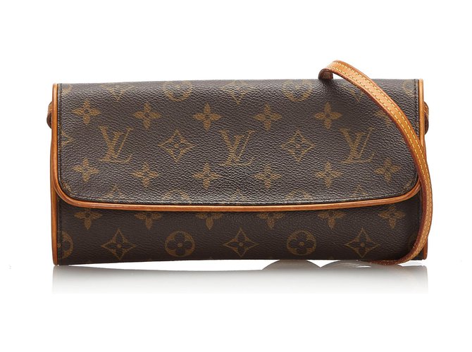 Louis Vuitton Brown Monogram Pochette Twin GM Leather Cloth ref