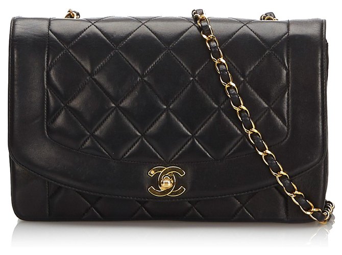 Chanel Black Diana Flap Shoulder Bag Leather  ref.174339
