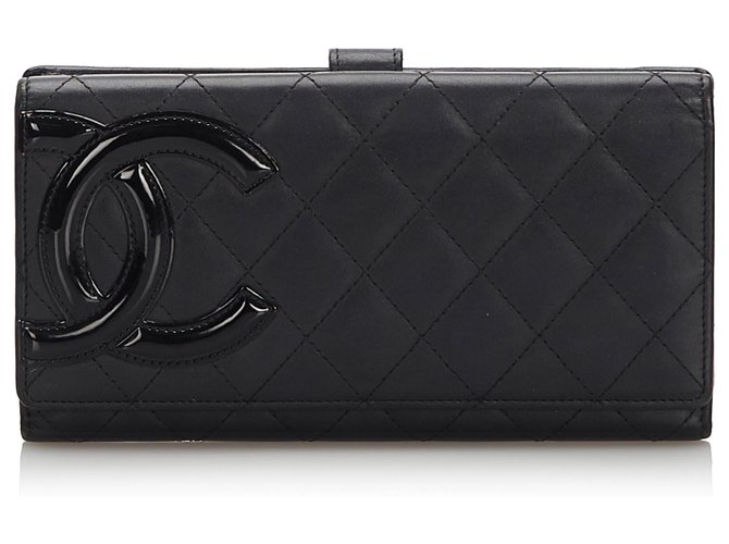 Chanel Black Cambon Ligne Long Wallet Leather  ref.174357