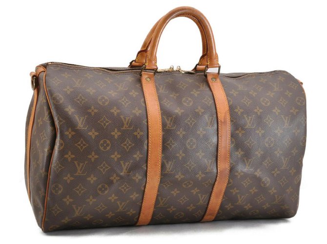 Louis Vuitton Keepall Bandouliere 50 Brown Cloth  ref.174387