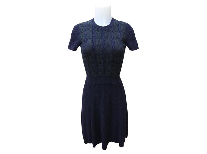 Valentino Dresses Navy blue Silk Cashmere Wool Elastane  ref.174397