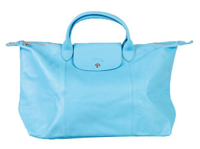 Longchamp leather bag Light blue  ref.174423