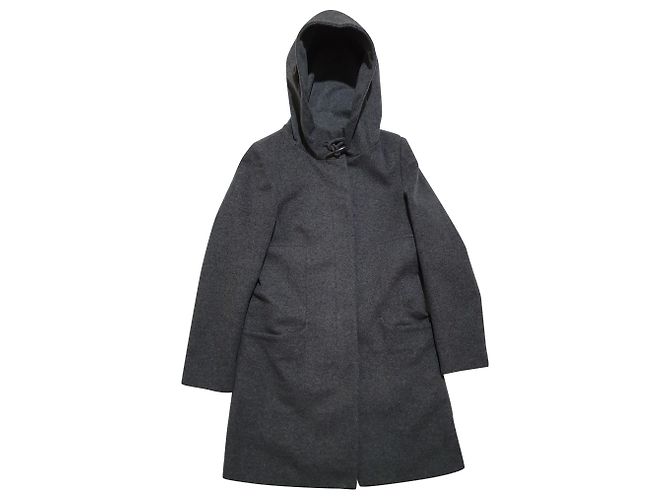 Autre Marque Abrigo Babaton gris de lana y cachemira con capucha