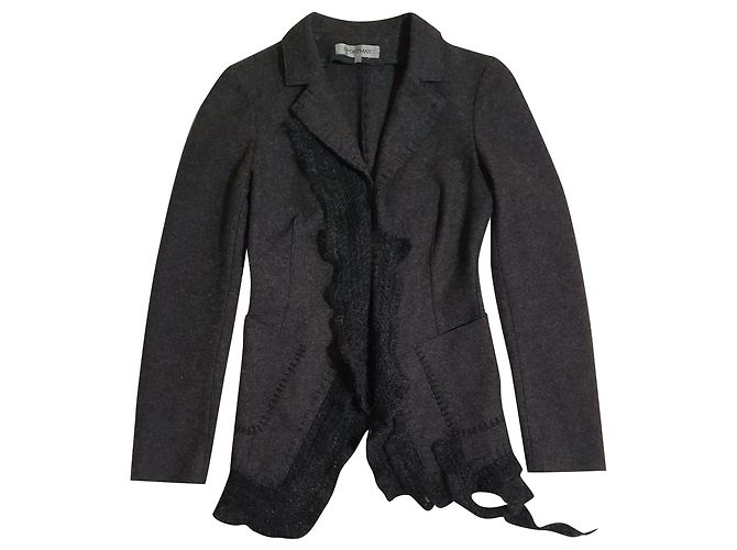 Sportmax Blazer Dunkelgrau Wolle Mohair Anthrazitgrau