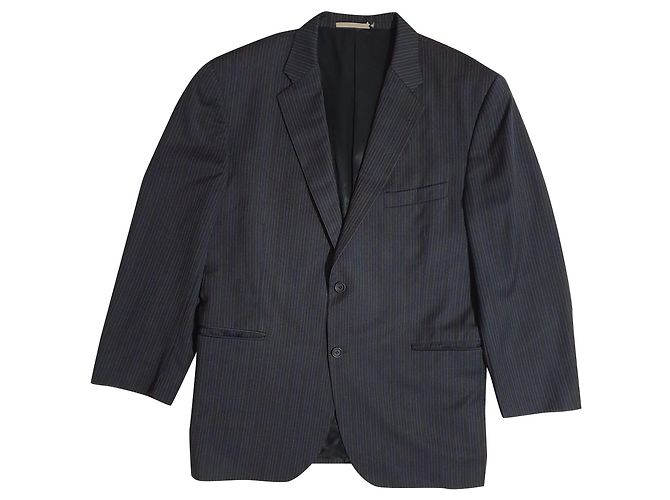 Blazer Burberry a righe in lana blu Nero Blu scuro