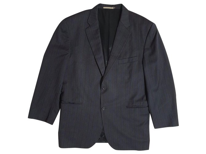 Burberry Vestes Blazers Laine Noir Bleu Bleu foncé  ref.174578