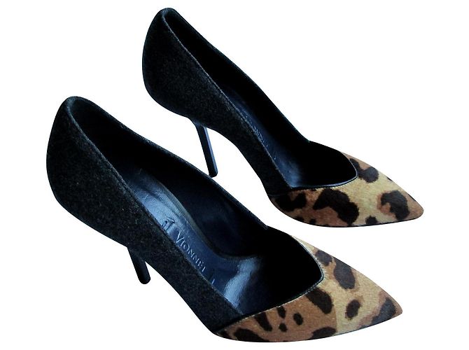 Décolleté Vionnet Leopardate in Pony e Lana Grigia 36 Stampa leopardo Grigio antracite