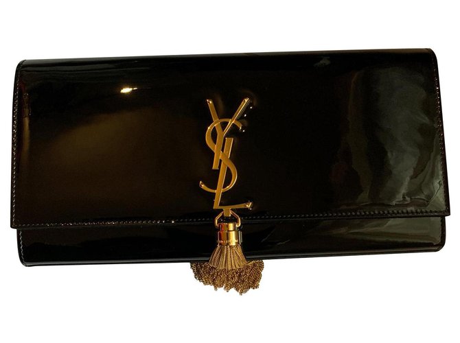 Yves Saint Laurent Pompom Kate Black Patent leather  ref.174591