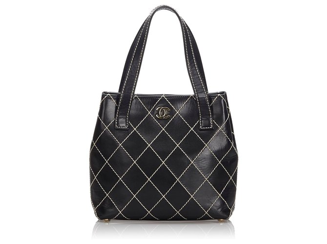 Chanel Black Surpique Leather Tote Bag  ref.174602