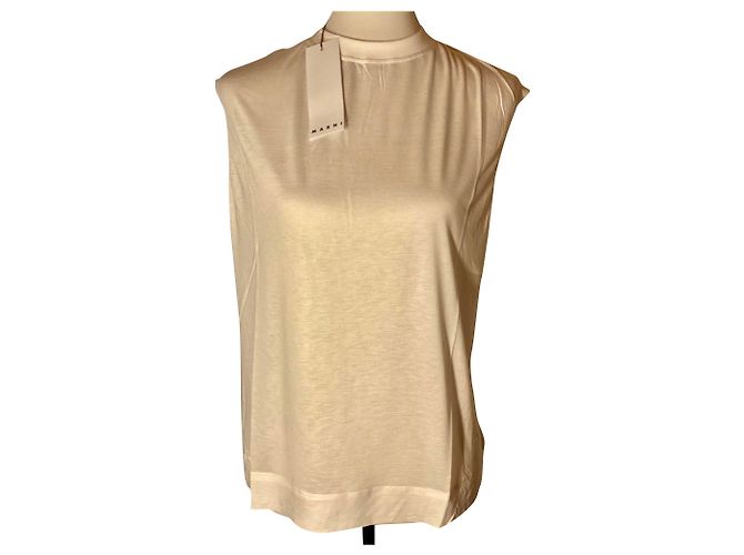 T-shirt oversize in viscosa e cotone bianca Marni Bianco