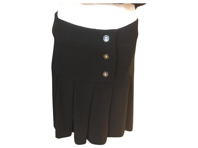 Chanel Skirts Black Wool  ref.174683