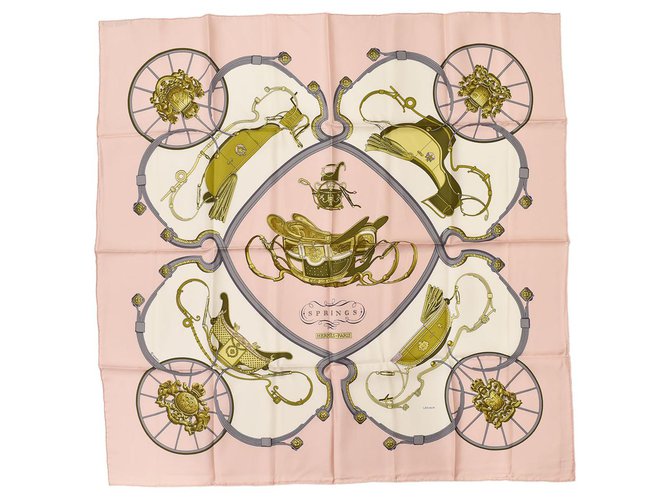 Hermès Foulard di Philippe Ledoux Sciarpa di seta rosa  ref.174700