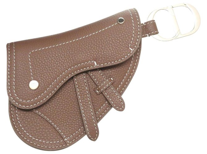 Dior Suddle Key Holder Pouch Brown Leather  ref.174703