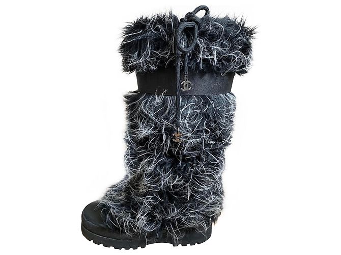 Chanel Boots Black Grey