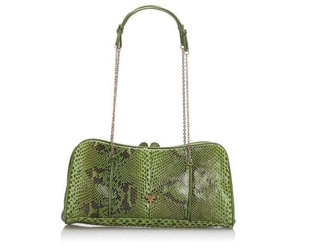 Prada Multi Python Chain Shoulder Bag Multiple colors Green Leather  ref.174741