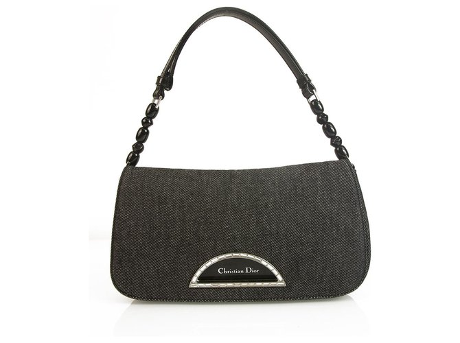 Christian Dior Malice dark Gray Denim Fabric Shoulder Bag Flap Bag Dark grey  ref.174755