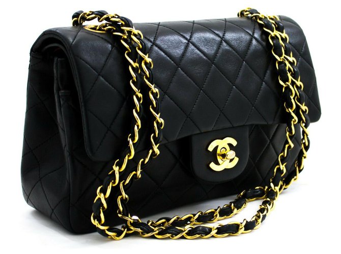 Bolso de hombro con cadena Chanel Negro Cuero  ref.174760