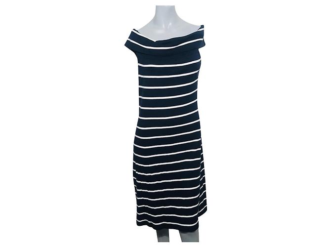 Vestido Ralph Lauren de Algodón con Rayas Blanco Azul