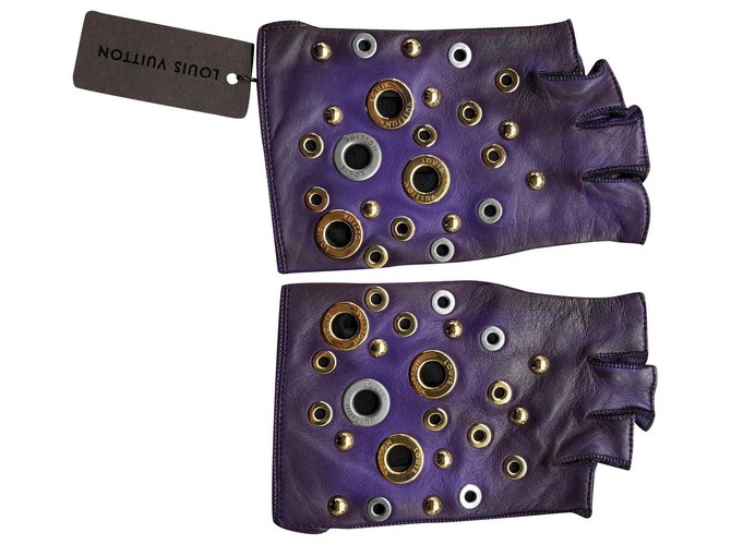 Louis Vuitton Gloves Purple Leather  ref.174819