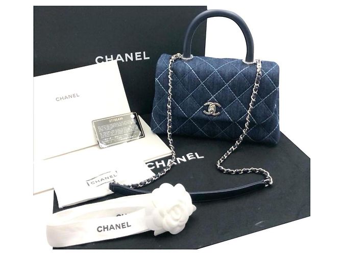 Chanel saco de alça de coco Azul