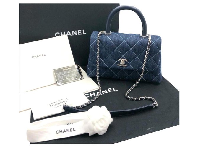 Chanel saco de alça de coco Azul John  ref.174920