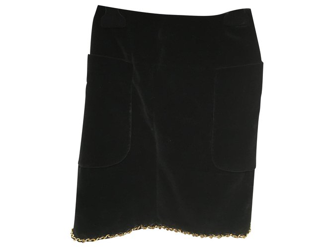 Chanel Skirts Black Golden Velvet  ref.174931
