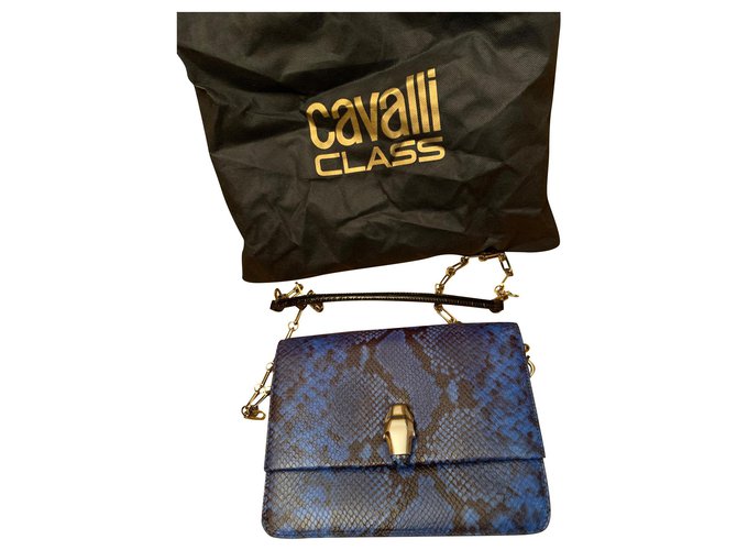 Roberto Cavalli Handtaschen Blau Leder  ref.174941