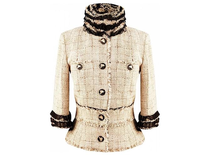 Chanel sehr seltene Runway Tweed Jacke Beige  - Joli Closet