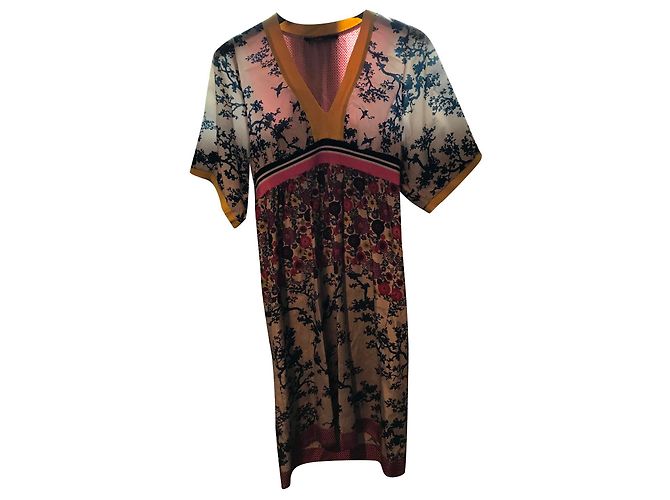 Autre Marque Kleid mit japanischem Print aus Polyester Mehrfarben