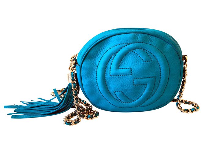 Gucci Mini chaîne en cuir Soho Nubuck Turquoise  ref.175020