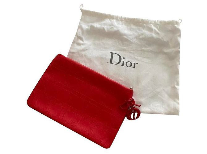 Christian Dior Panarea Clutch Rot Canvas Cannage