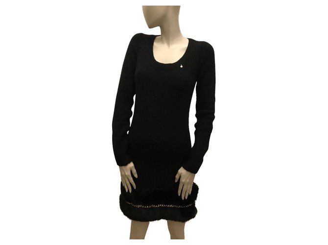 Elisabetta Franchi Vestido suéter negro Lana  ref.175077