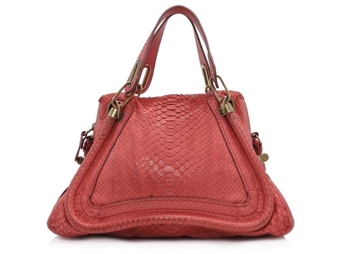 Chloé Chloe Orange Python Leather Paraty Medium Shoulder Bag  ref.175126