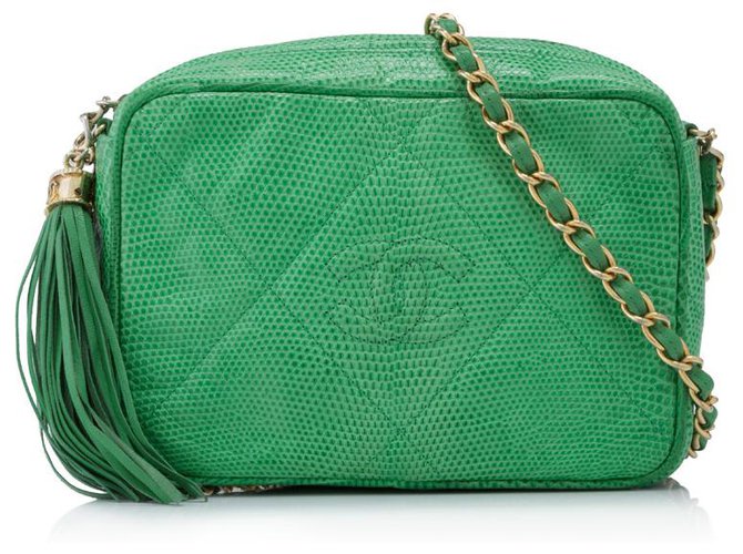 Chanel Green CC Lizard Leather Camera Bag ref.175144 - Joli Closet