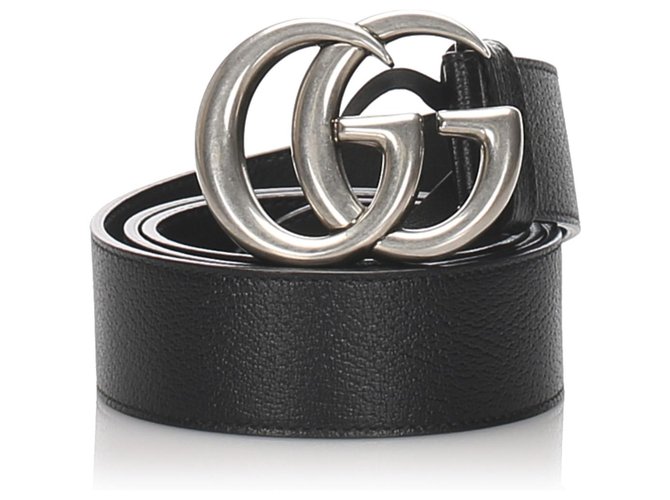 Gucci Cinturón de cuero GG Marmont negro Becerro  ref.175170