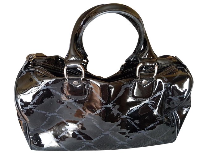 Longchamp Boston bag 30 Black Patent leather  ref.175233