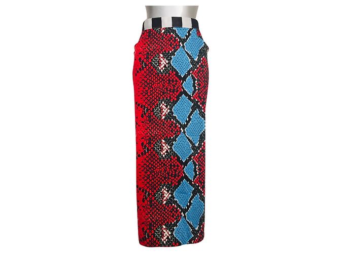 Stella Jean gonne Rosso Stampa python Blu chiaro